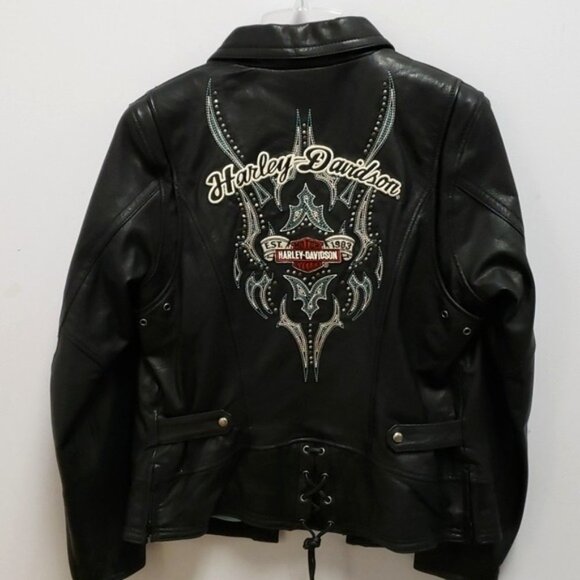 Harley-Davidson Jackets & Blazers - Harley Davidson Cascade Women's Leather Jacket Turquoise Tribal small tall EUC​